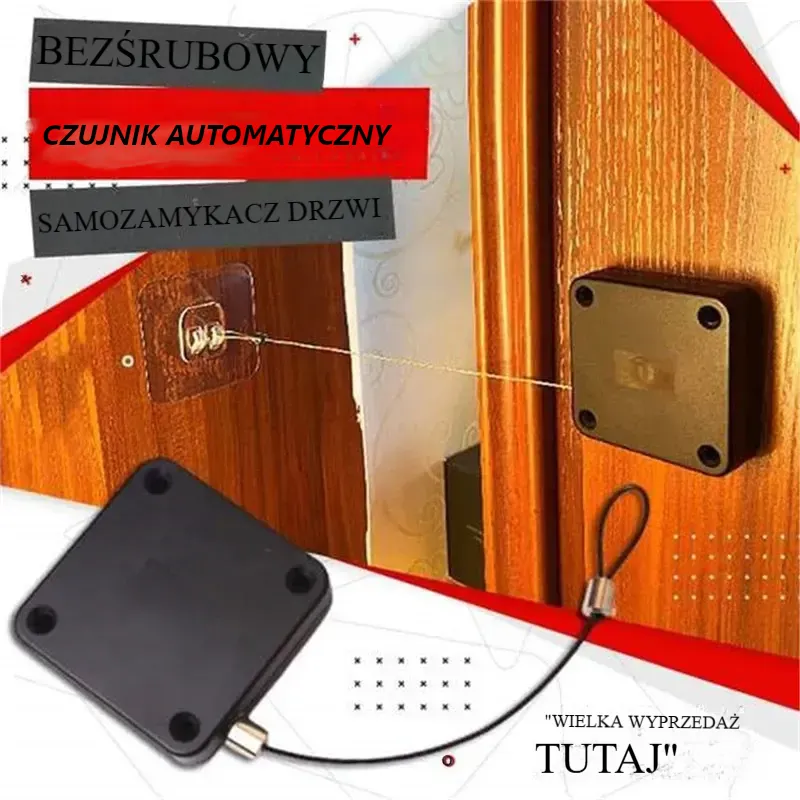 KK&FING Bezudarowy Automatyczny Zamykacz Drzwi 500g-1200g linka chowana automatycznie. Sprężyna zwrotna. Ciche domykanie drzwi.