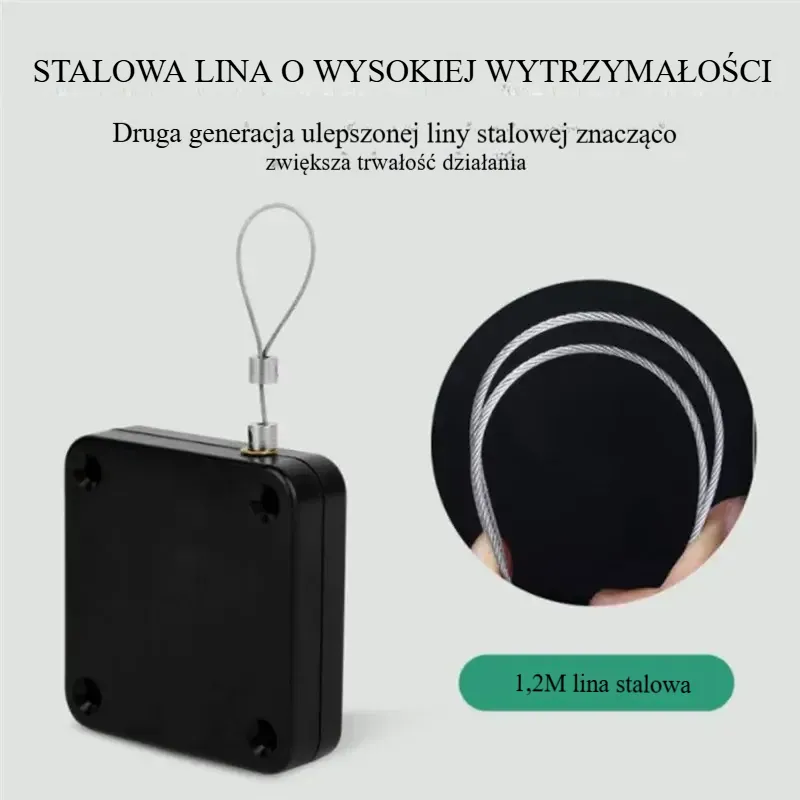 KK&FING Bezudarowy Automatyczny Zamykacz Drzwi 500g-1200g linka chowana automatycznie. Sprężyna zwrotna. Ciche domykanie drzwi.