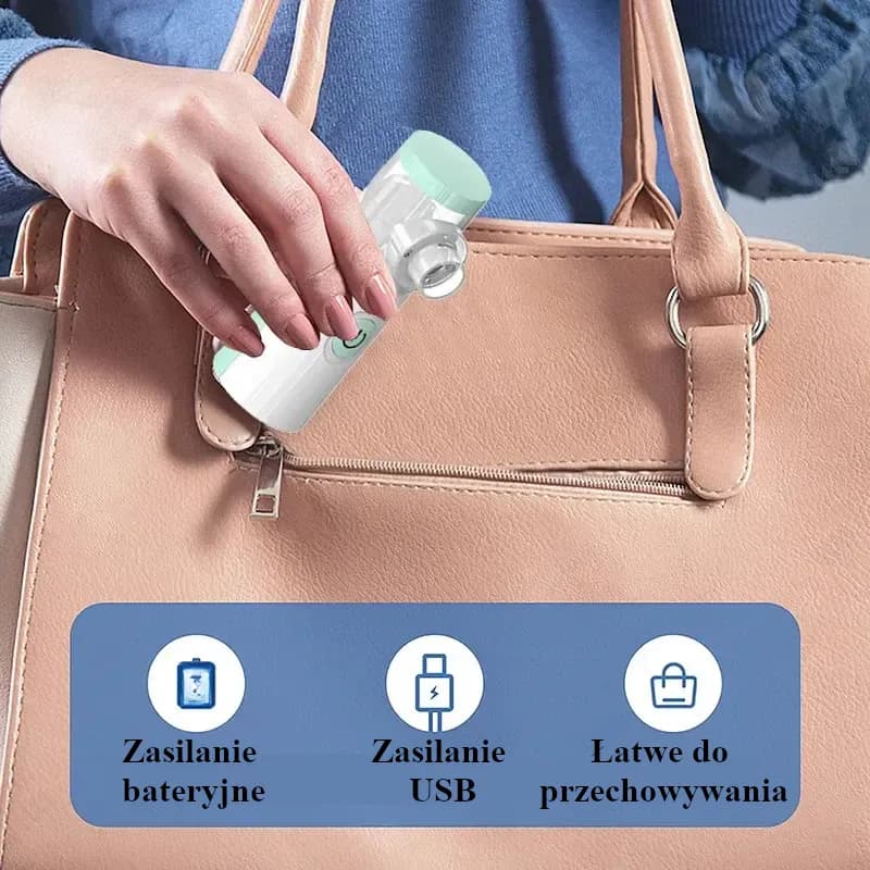Mini przenośny nebulizator nawilżacz. Medyczny cichy nebulizator, siatkowy inhalator do astmy, rozpylacz dla dzieci.