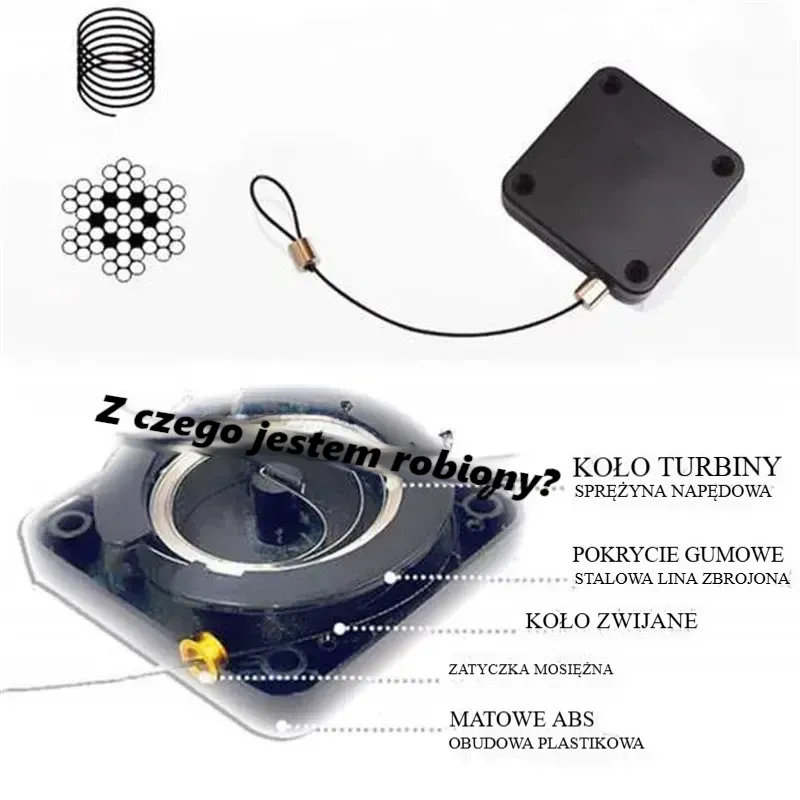 KK&FING Bezudarowy Automatyczny Zamykacz Drzwi 500g-1200g linka chowana automatycznie. Sprężyna zwrotna. Ciche domykanie drzwi.