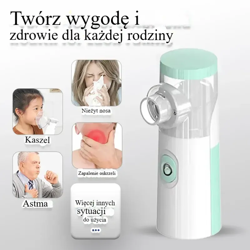 Mini przenośny nebulizator nawilżacz. Medyczny cichy nebulizator, siatkowy inhalator do astmy, rozpylacz dla dzieci.