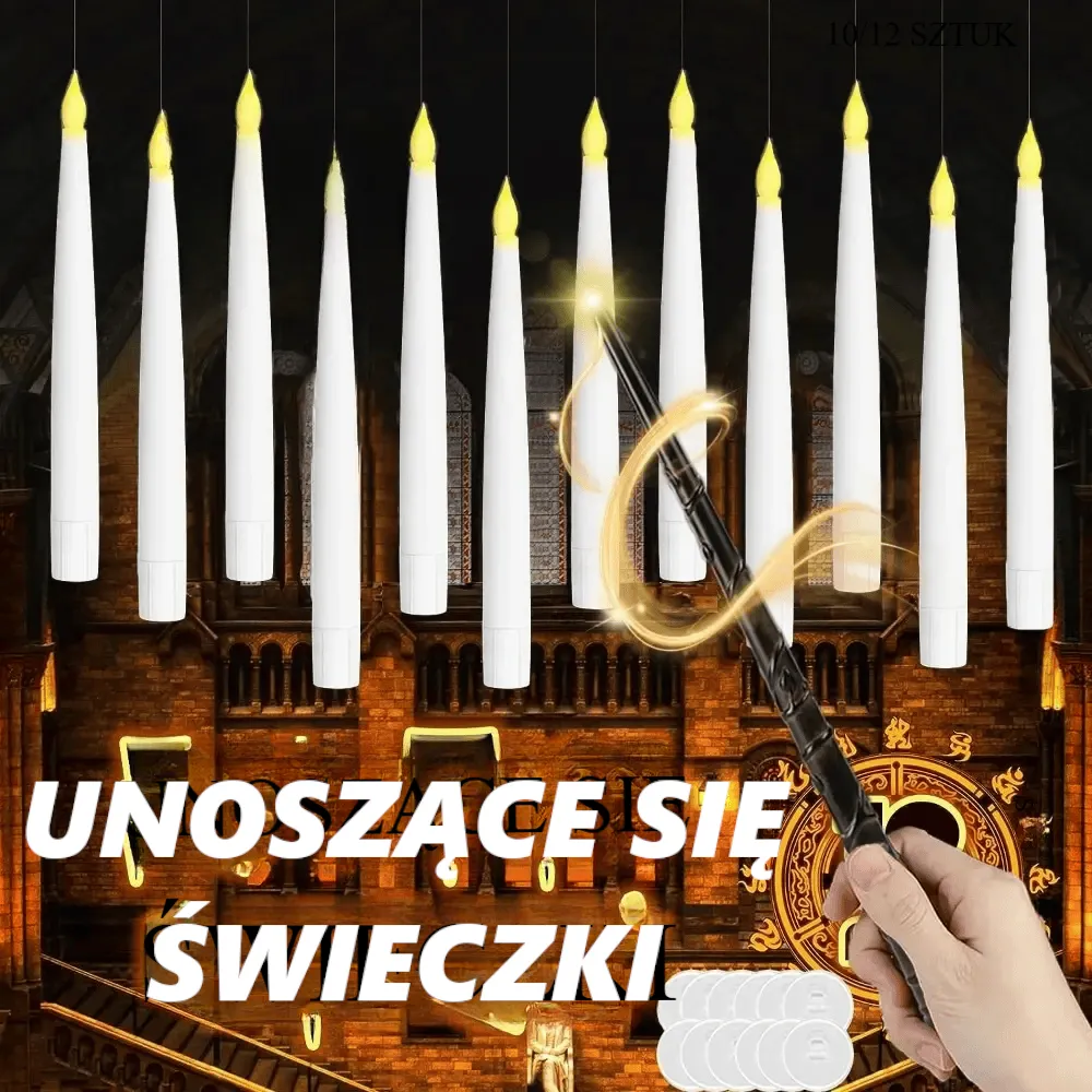 Pływające świece LED 12/10 szt. z różdżką, świece bezpłomienne, migoczące, płonące świece do dekoracji ślubnych i świątecznych.