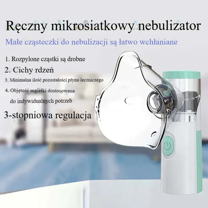 Mini przenośny nebulizator nawilżacz. Medyczny cichy nebulizator, siatkowy inhalator do astmy, rozpylacz dla dzieci.