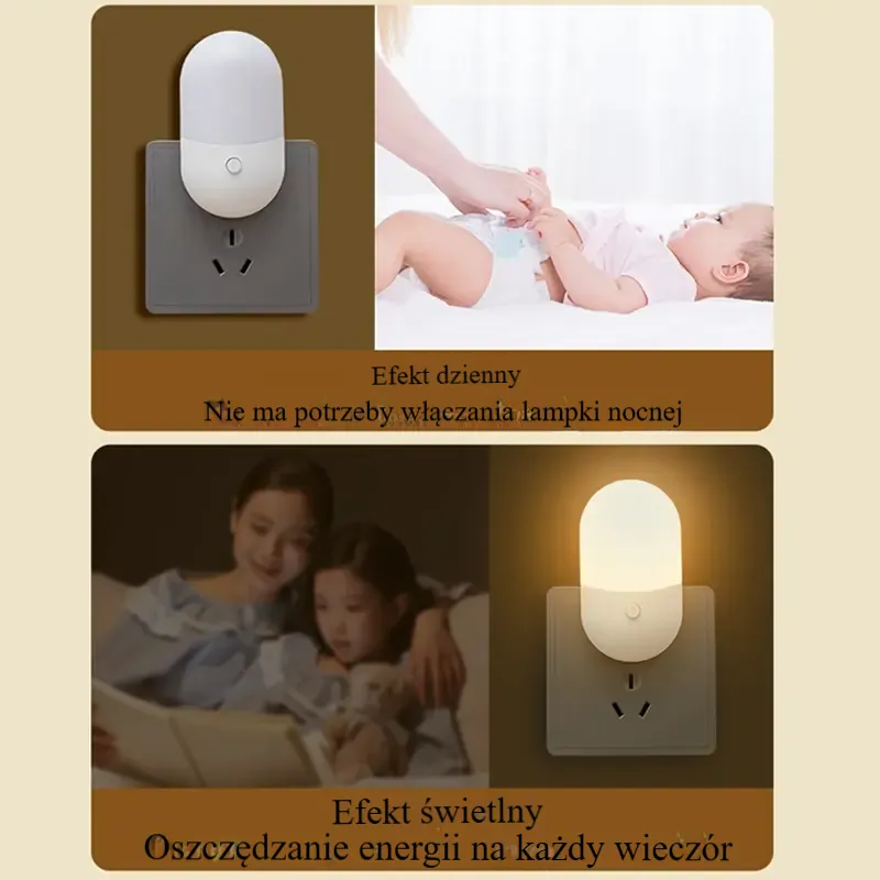 Lampka nocna LED do sypialni, pokoju dziecięcego i salonu. Wtyczka EU/US, ochrona oczu, idealna do karmienia dziecka, oświetlenia, pokoju, korytarza czy kuchni.