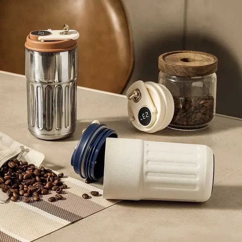 Przenośny kubek termiczny z wyświetlaczem. Butelka termiczna Smart Thermos o pojemności 450 ml - Kubek próżniowy ze stali nierdzewnej 316 do użytku biurowego i do kawy.